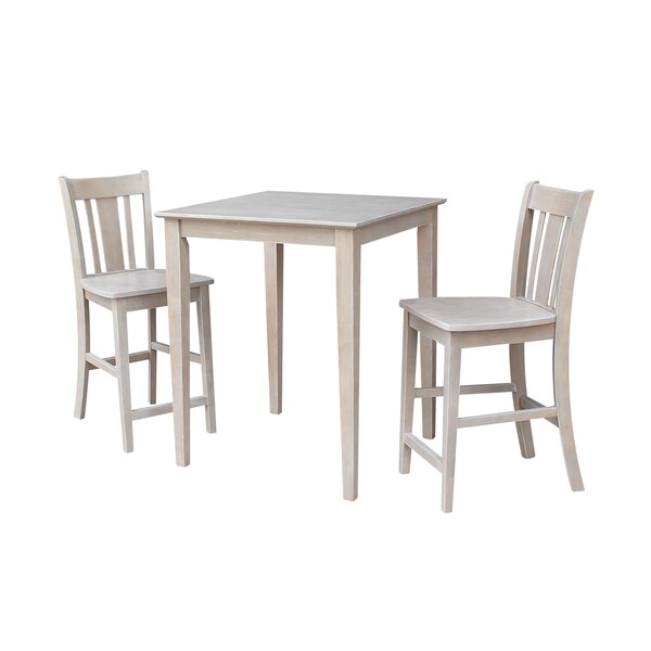 International Concepts Square 30X30 Counter Height Table with 2 San Remo Stools, Washed Gray Taupe, 30 in W, 30 in L, Wood K09-3030-S102-2 - main